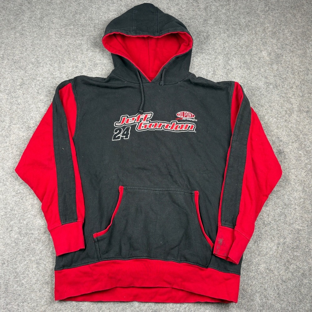 Winners Circle Jeff Gordon Hoodie Mens XL NASCAR DuPont Racing Black Red‎